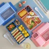 GROWSIR Kotak Bekal Bento 4 Sekat Anti Tumpah Tebal 1150ml + Sendok Garpu Lunch Box Aesthetic 079