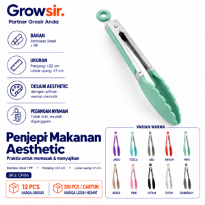 GROWSIR Pencapit Makanan PP FOOD GRADE 32cm Stainless Steel Food Tongs Anti Selip dengan Pengunci CF106