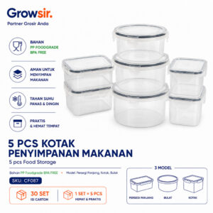 GROWSIR 5 pcs Kotak Penyimpanan Makanan Kulkas BPA FREE Food Storage Fridge Organizer CF087