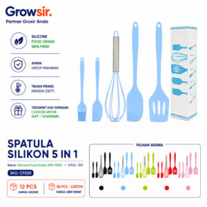 GROWSIR [5 pcs] Spatula Set Silikon Alat Masak Alat Baking Set Sutil Scraper Kuas Anti Lengket Serbaguna CF020