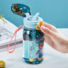 GROWSIR Botol Minum Anak Karakter Lucu 400ml Sedotan Anti Bocor PC PP Food Grade Dengan Tali Cocok Untuk Sekolah Berpergian Liburan BZ051