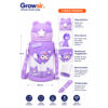 GROWSIR Botol Minum Anak Karakter Lucu 600ml | Sedotan Silikon Anti Bocor | Food Grade | Dengan Tali BZ070
