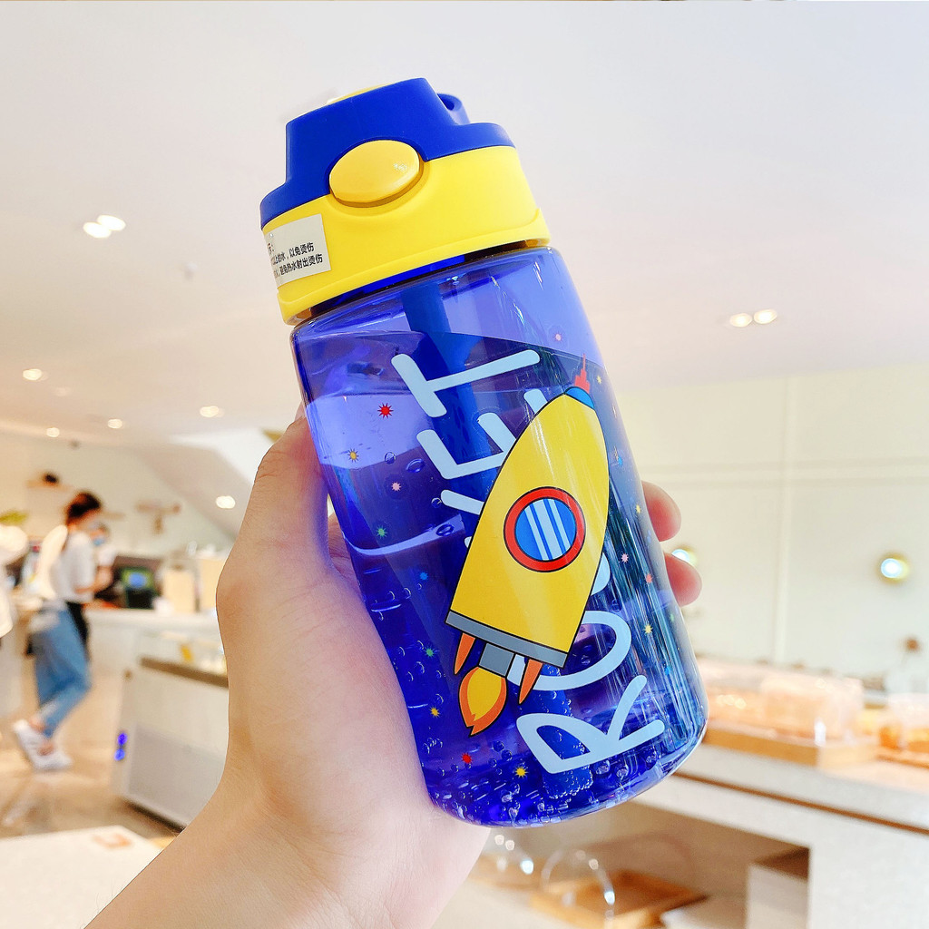 GROWSIR Botol Minum Anak Lucu 480ml Sedotan Praktis Anti Bocor Tersedia 4 Pilihan Warna BZ049