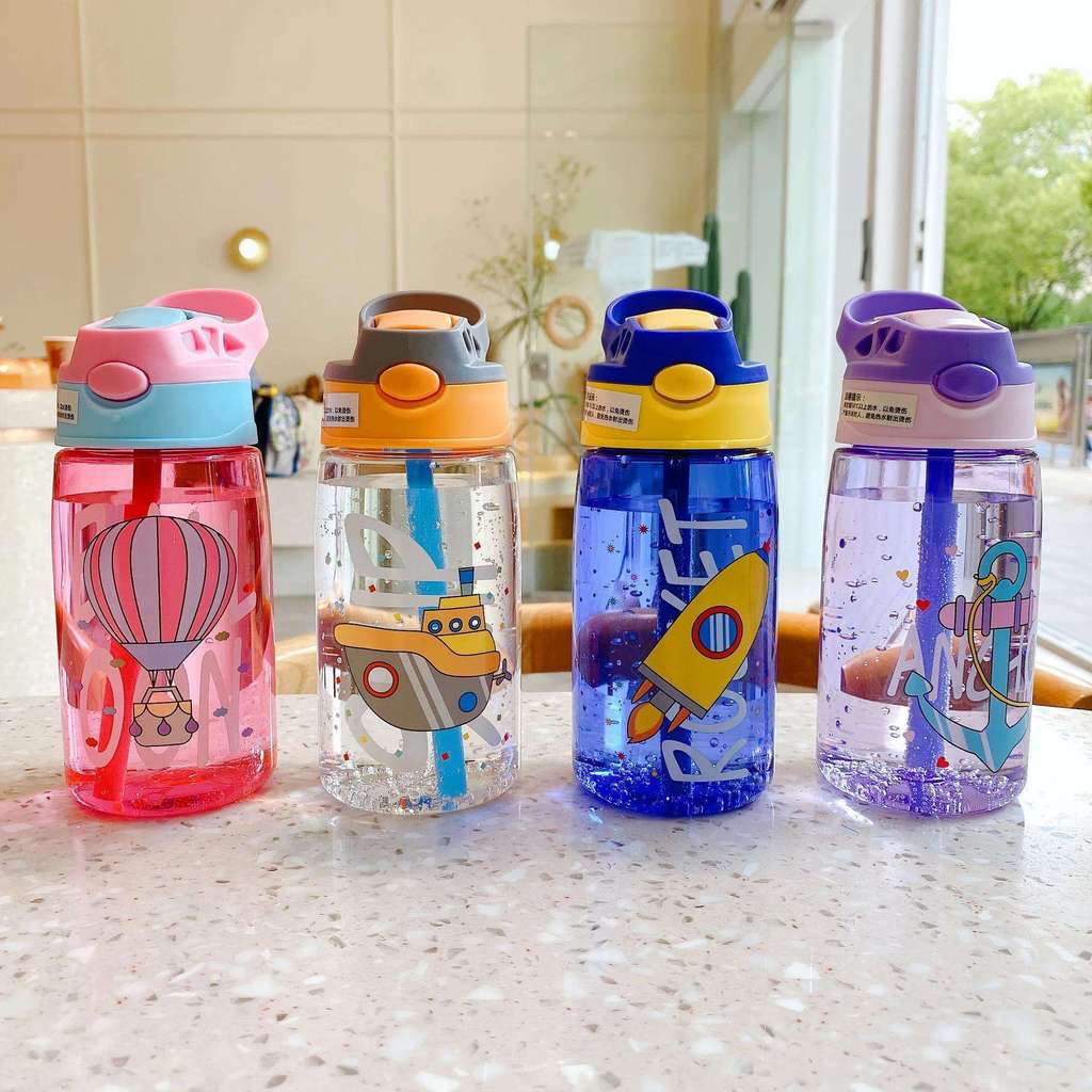 GROWSIR Botol Minum Anak Lucu 480ml Sedotan Praktis Anti Bocor Tersedia 4 Pilihan Warna BZ049