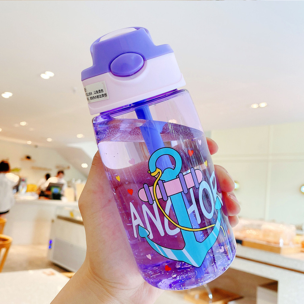 GROWSIR Botol Minum Anak Lucu 480ml Sedotan Praktis Anti Bocor Tersedia 4 Pilihan Warna BZ049