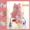 GROWSIR Botol Minum Beruang Lucu 600ML Sedotan Tali Gendong Aesthetic Korea Tempat Minum Anak