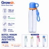 GROWSIR Botol Minum Colorful Aesthetic 750ML Sedotan + Gelas Anti Bocor Food Grade dengan Tali Botol Minum Sport BZ066
