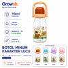 GROWSIR Botol Minum Karakter Lucu 750ml dengan Tali Adjustable & Handle Anti Bocor Food Grade Botol Minum Sekolah Anak Lucu BZ061