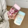 GROWSIR Botol Minum Korea Aesthetic Infuser Saringan 600ml Anti Tumpah Anti Pecah BZ028