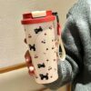 GROWSIR Botol Minum Mug Lucu Korea | Tumbler Kopi Aesthetic Anti Tumpah 550ml Sedotan BZ031