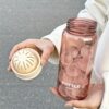 GROWSIR Botol Minum Sporty Aesthetic 600ml Dengan Saringan | Botol Infused Water Anti Tumpah BZ029