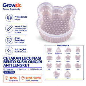 GROWSIR Cetakan Lucu Nasi Bento Sushi Onigiri Anti Lengket - Rice Mold Karakter CF026