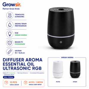 GROWSIR Diffuser Aroma Essential Oil Ultrasonic RGB | Humidifier Kabut Halus LED Aesthetic FS044