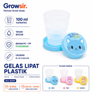 GROWSIR Gelas Lipat Anak Mini Karakter Lucu Portable Travel Cup Plastic Souvenir Hampers BZ019