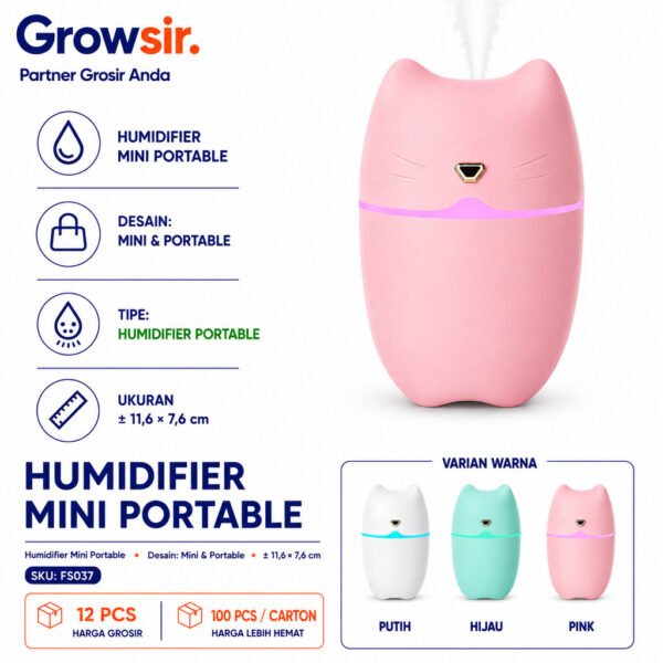 GROWSIR Humidifier Mini Portable USB Kabut Nano Pelembap Udara dengan Lampu LED FS037