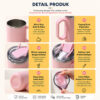 GROWSIR Mug Stainless Steel SUS304 500ml Double Wall Tumbler Kopi Anti Bocor Gelas Termos dengan Tutup & Sendok BZ055