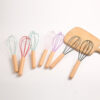 GROWSIR Pengocok Telur Gagang Kayu Manual Silikon 26cm | Whisk Telur Anti Gores untuk Baking & Memasak CF105