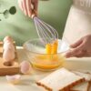 GROWSIR Pengocok Telur Gagang Kayu Manual Silikon 26cm | Whisk Telur Anti Gores untuk Baking & Memasak CF105