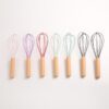 GROWSIR Pengocok Telur Gagang Kayu Manual Silikon 26cm | Whisk Telur Anti Gores untuk Baking & Memasak CF105