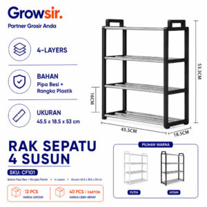 GROWSIR Rak sepatu 4 susun Tempat Sepatu Sandal Portable Rak Sendal Serbaguna CF101