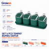 GROWSIR SET 4 PCS Tempat Bumbu Dapur Aesthetic Rak Bumbu Dapur Estetik Dengan Sendok CF097