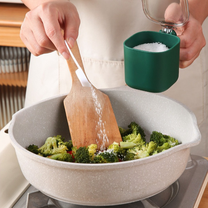 GROWSIR SET 4 PCS Tempat Bumbu Dapur Aesthetic Rak Bumbu Dapur Estetik Dengan Sendok CF097