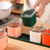 GROWSIR SET 4 PCS Tempat Bumbu Dapur Aesthetic Rak Bumbu Dapur Estetik Dengan Sendok CF097