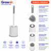GROWSIR Sikat Pembersih Kloset Estetik Gagang Panjang dengan Wadah Toilet Sikat Kamar Mandi Pembersih WC Dengan Tatakan Tempat CF065