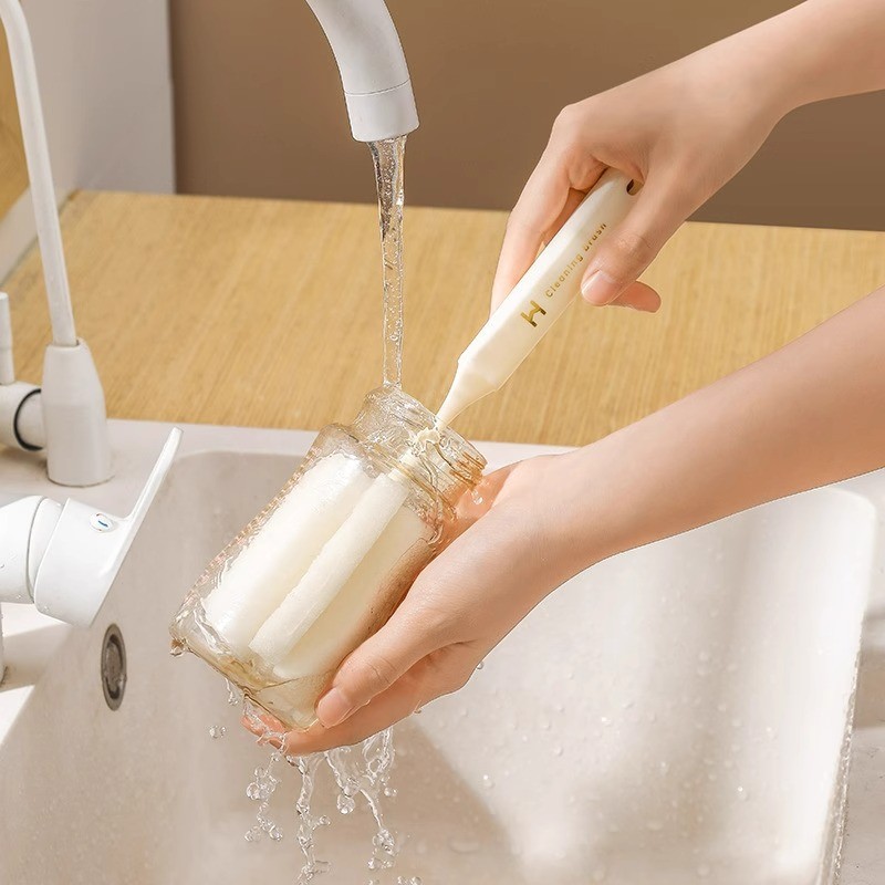 GROWSIR Sikat Spons Botol Estetik Elegan Tebal Panjang Pembersih Gelas Pencuci Teko Termos Alat Pembersih Gelas CF056