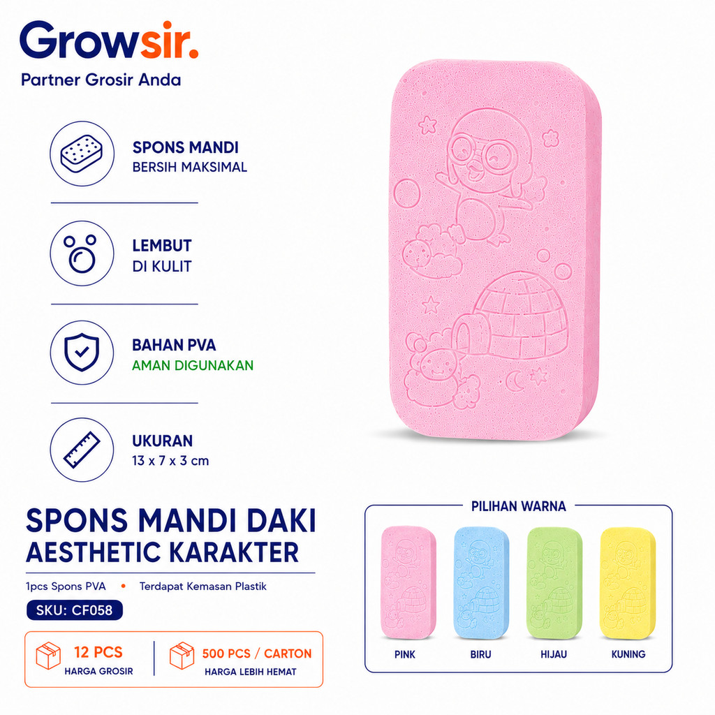 GROWSIR Spons Mandi Perontok Daki Sponge Ajaib Eksfoliasi Tubuh | Spon Penggosok Badan CF058