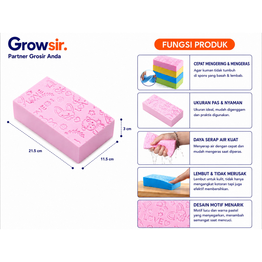 GROWSIR Spons Mandi Perontok Daki Sponge Ajaib Eksfoliasi Tubuh | Spon Penggosok Badan CF058