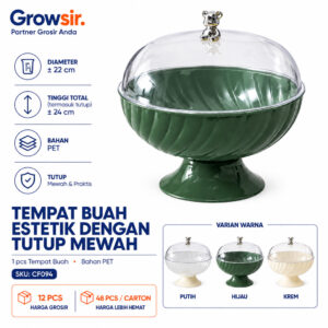 GROWSIR Tempat Buah Estetik Dengan Tutup Mewah Tudung Saji Aesthetic Wadah Snack Elegan CF094