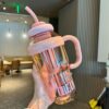 GROWSIR Tumbler Botol Minum Ice Cream Viral Jumbo 1300ML Aesthetic Sedotan Infuser Pegangan Gagang