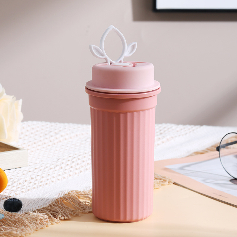GROWSIR Tumbler Kopi Portable 350ml PP Food Grade Gelas Minum Coffee Cup Anti Tumpah Tutup Sedotan BZ056