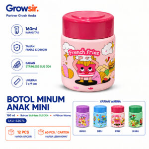 GROWSIR Tumbler Mini Stainless Steel SUS304 Cute Aesthetic 160ml Botol Minum Kecil Food Grade Anti Bocor Tahan Panas Dingin BZ074