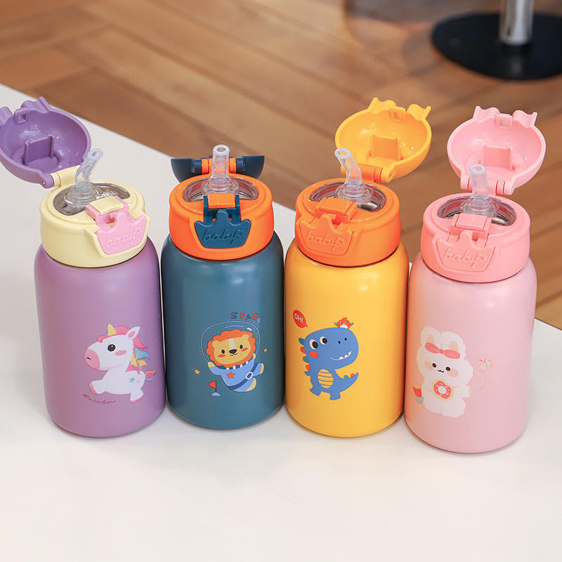 GROWSIR Tumbler Stainless Steel SUS316 480ml Botol Minum Anak Anti Bocor Sedotan dengan Tali Selempang Tahan Panas Dingin BZ052