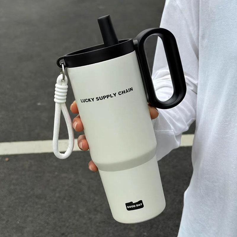 GROWSIR Tumbler Stainless Steel SUS316 Sedotan + Infuser 720ML Tahan Panas Dingin Anti Bocor Vacuum Food Grade dengan Gagang Tali BZ064