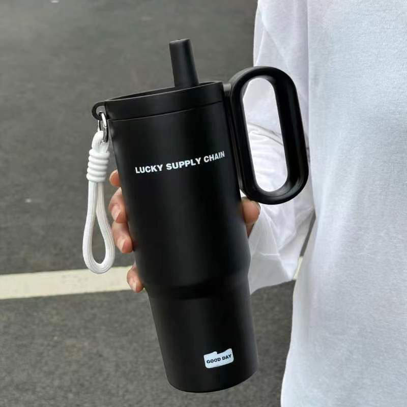 GROWSIR Tumbler Stainless Steel SUS316 Sedotan + Infuser 720ML Tahan Panas Dingin Anti Bocor Vacuum Food Grade dengan Gagang Tali BZ064