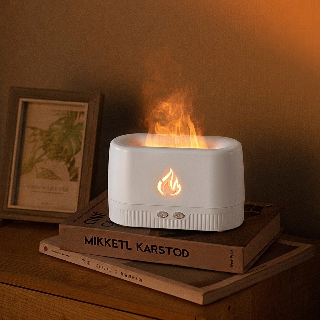 GROWSIR Humidifier Aromaterapi Efek Api Ultrasonic RGB 7 Warna Diffuser Essential Oil FS047 - Gambar 3