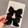 GROWSIR [2 PCS] Jepit Rambut Anak Perempuan Pita Set Motif Polos Jepitan Ribbon Hair Pin Korea SP004