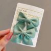 GROWSIR [2 PCS] Jepit Rambut Anak Perempuan Pita Set Motif Polos Jepitan Ribbon Hair Pin Korea SP004