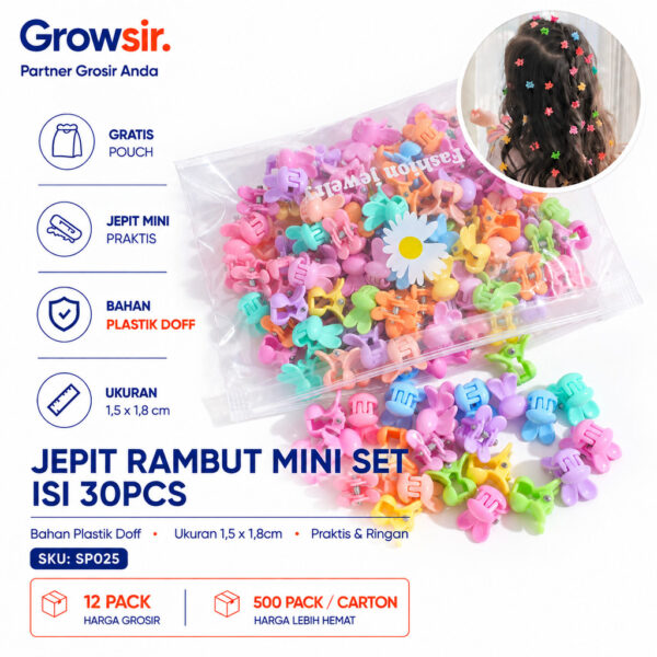 GROWSIR 30pcs Jepit Rambut Mini Set isi 30 pcs Aksesoris Rambut Wanita Anak Dewasa Gratis Pouch SP025