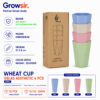 GROWSIR 4 PCS Wheat Cup Gelas Aesthetic Cangkir Gelas Plastik Cup Warna Warni Set PZ012