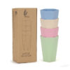 GROWSIR 4 PCS Wheat Cup Gelas Aesthetic Cangkir Gelas Plastik Cup Warna Warni Set PZ012