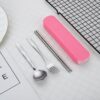 GROWSIR Alat Makan Sendok Garpu Sumpit Box Set Stainless Steel Sendok Set Souvenir FH004