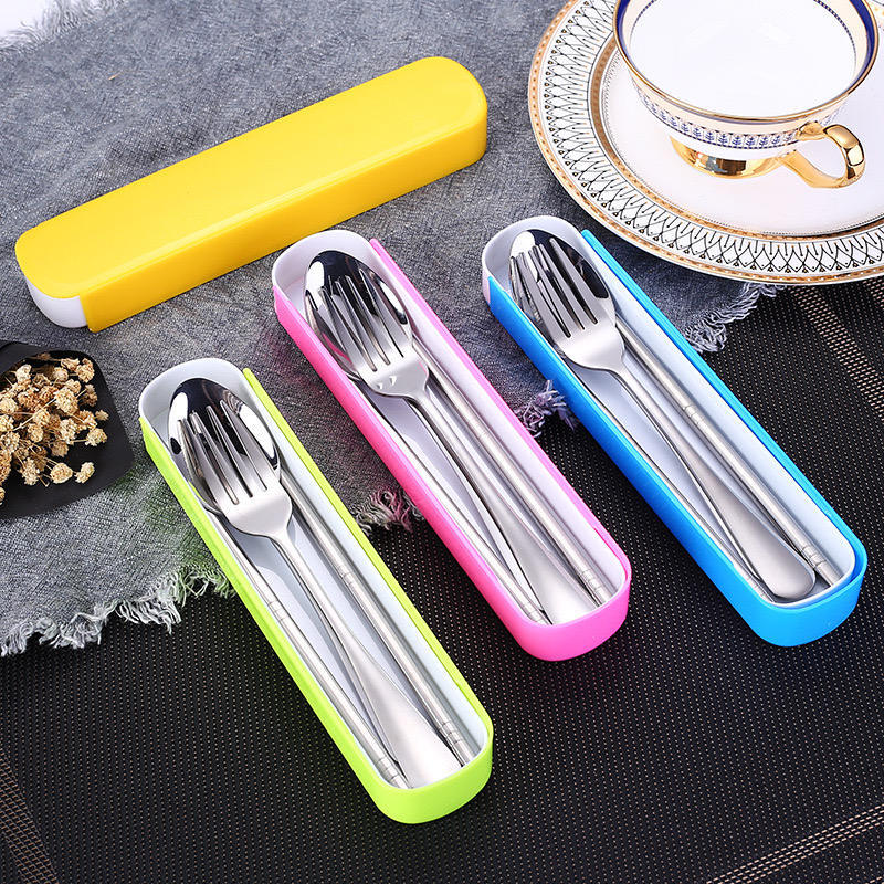 GROWSIR Alat Makan Sendok Garpu Sumpit Box Set Stainless Steel Sendok Set Souvenir FH004