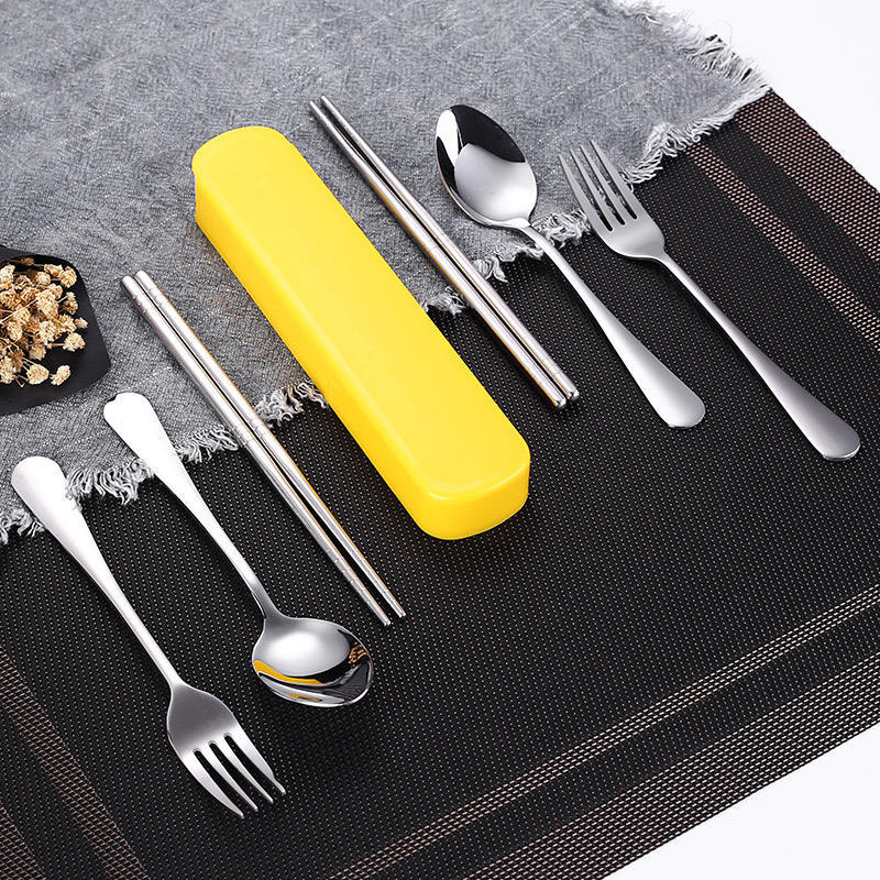 GROWSIR Alat Makan Sendok Garpu Sumpit Box Set Stainless Steel Sendok Set Souvenir FH004