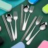GROWSIR Alat Makan Sendok Garpu Sumpit Box Set Stainless Steel Sendok Set Souvenir FH004