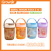 GROWSIR Botol Air Minum & Wadah Bekal Anak 2in1 550ml Karakter BPA FREE Anti Tumpah Free Sendok 054