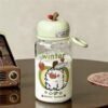 GROWSIR Botol Minum Anak Aesthetic 600ml Tutup Apel Anti Bocor Food Grade Gelas Minum Karakter Lucu dengan Pegangan BZ071